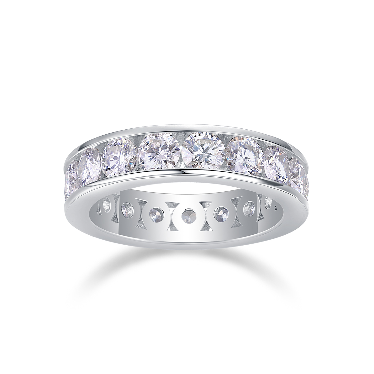 Large Star Ring - Set With Top-quality Moissanite Silver And Platinum-plated Diamond