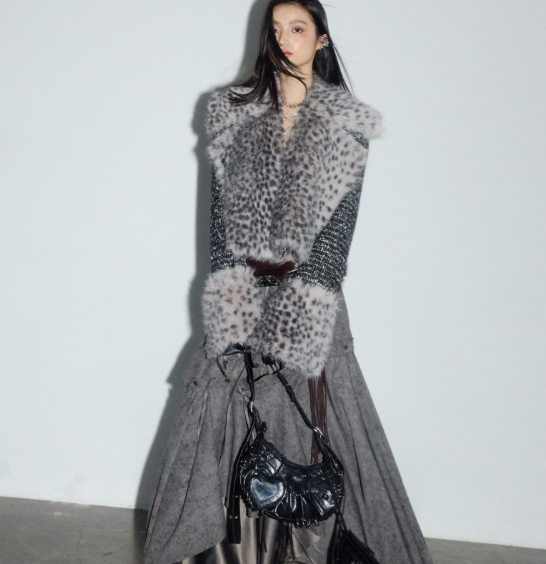 Leopard-print Faux-fur Detachable Wild And Sassy Short Coat