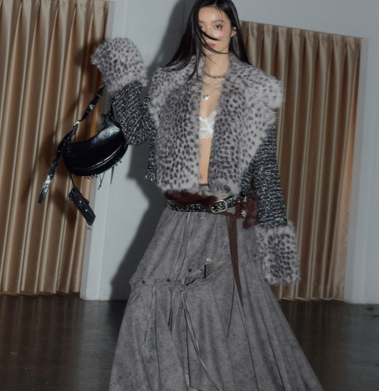 Leopard-print Faux-fur Detachable Wild And Sassy Short Coat