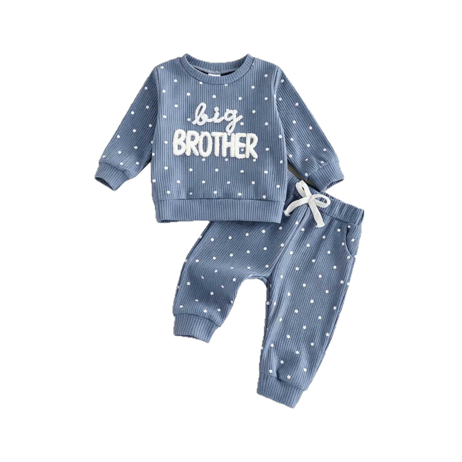 Letter Towel Embroidery Polka-dot Print Long-sleeve And Long-pants Set