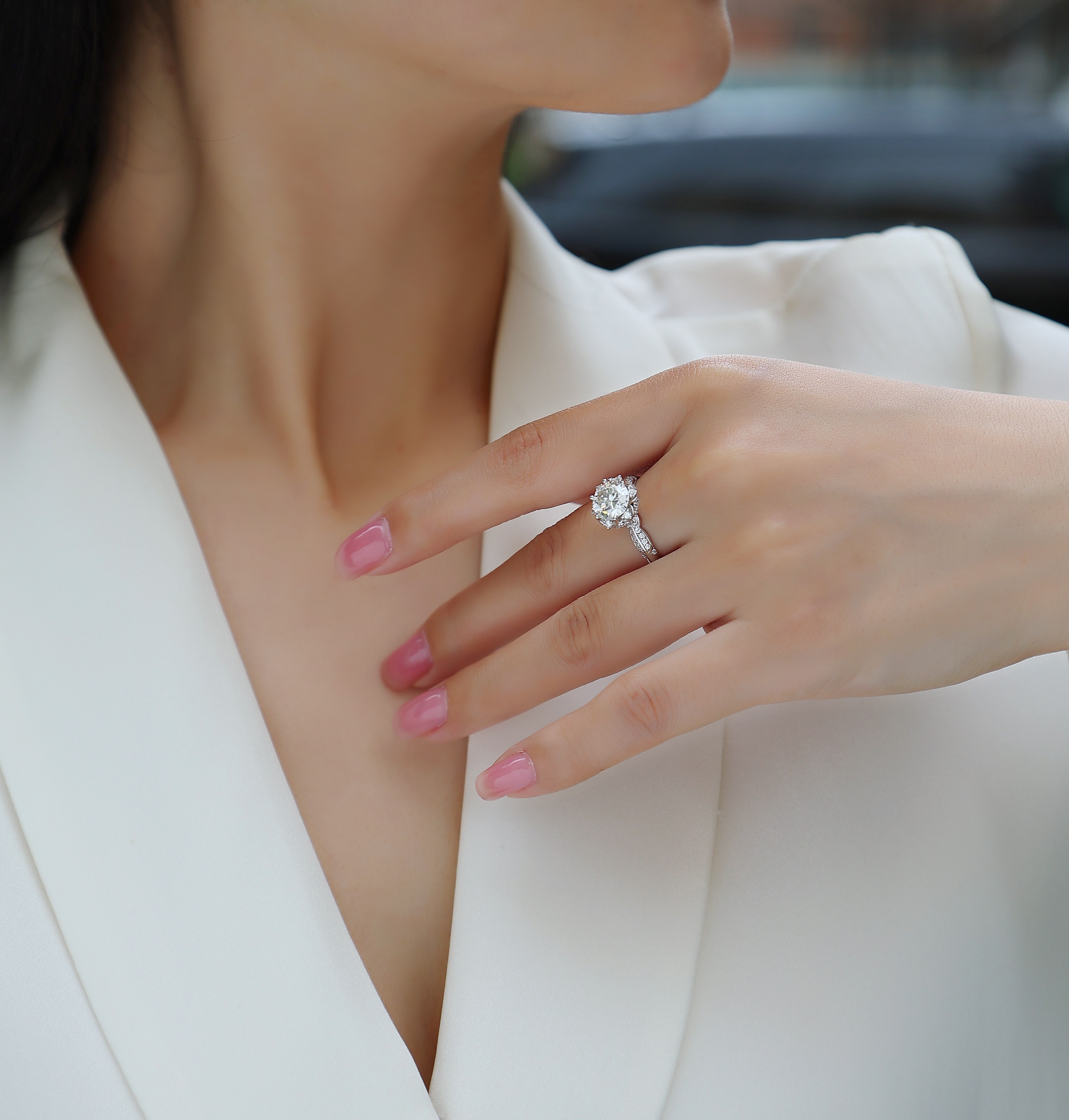 Life Theater - A Wedding Ring Set With 2-carat Top-quality Moissanite Silver And