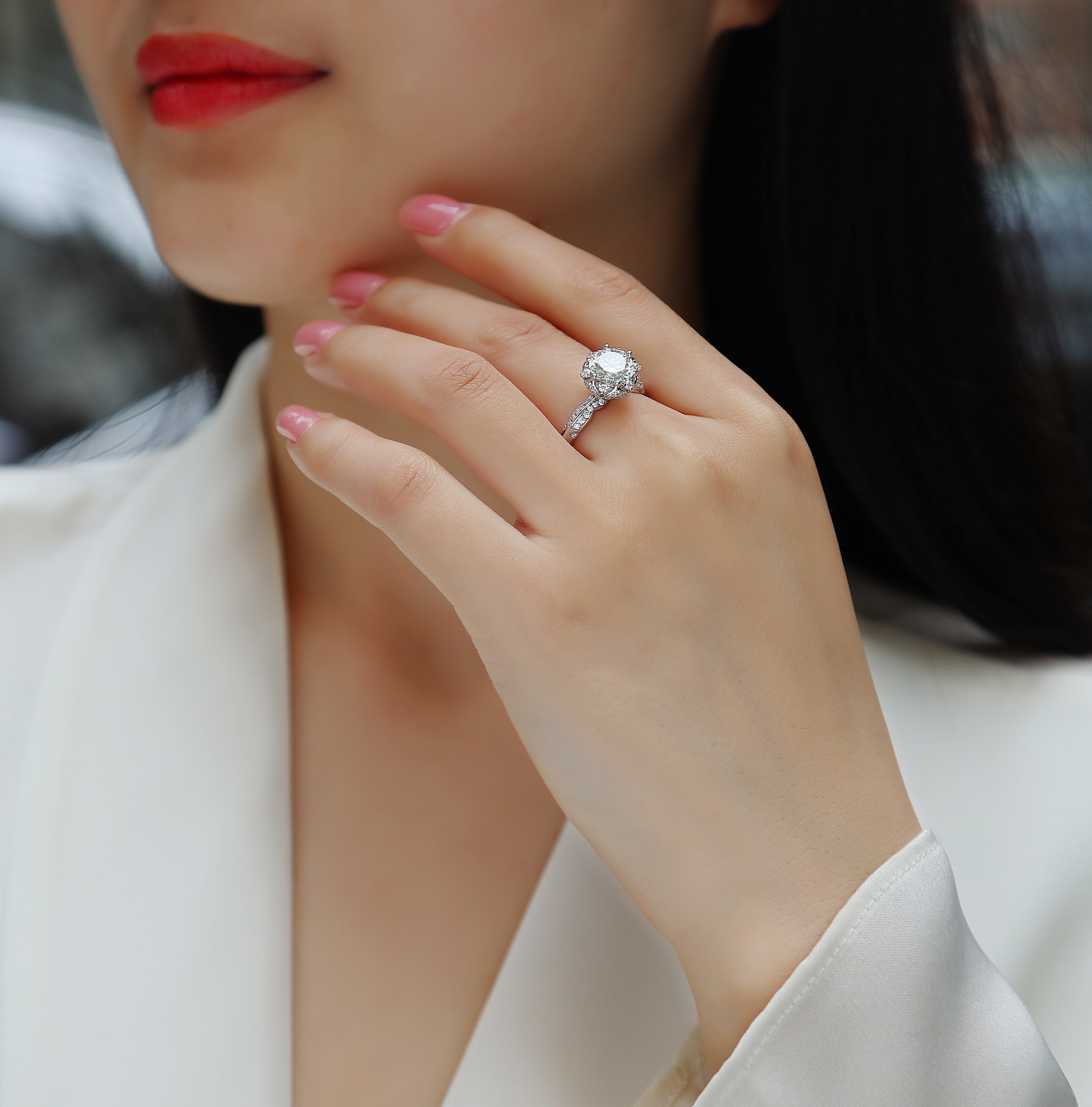 Life Theater - A Wedding Ring Set With 2-carat Top-quality Moissanite Silver And