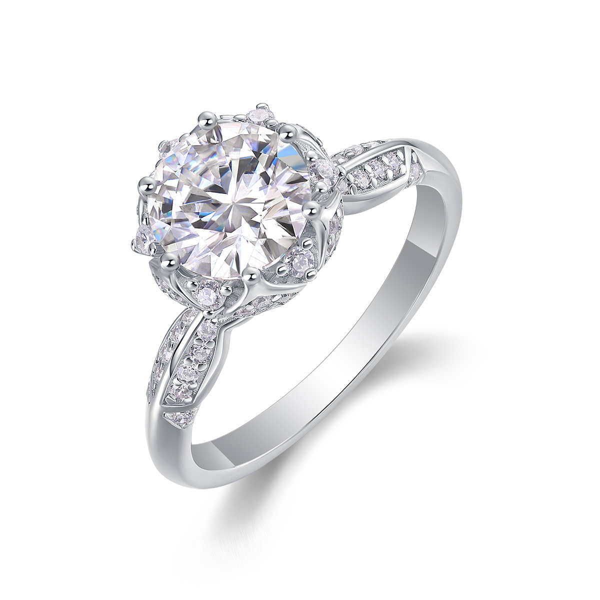 Life Theater - A Wedding Ring Set With 2-carat Top-quality Moissanite Silver And