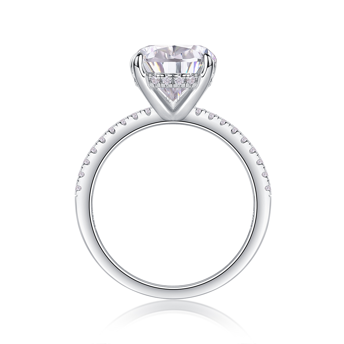 Light And Shadow - A Wedding Ring Set With Top-quality Pear-shaped Moissanite In Silver