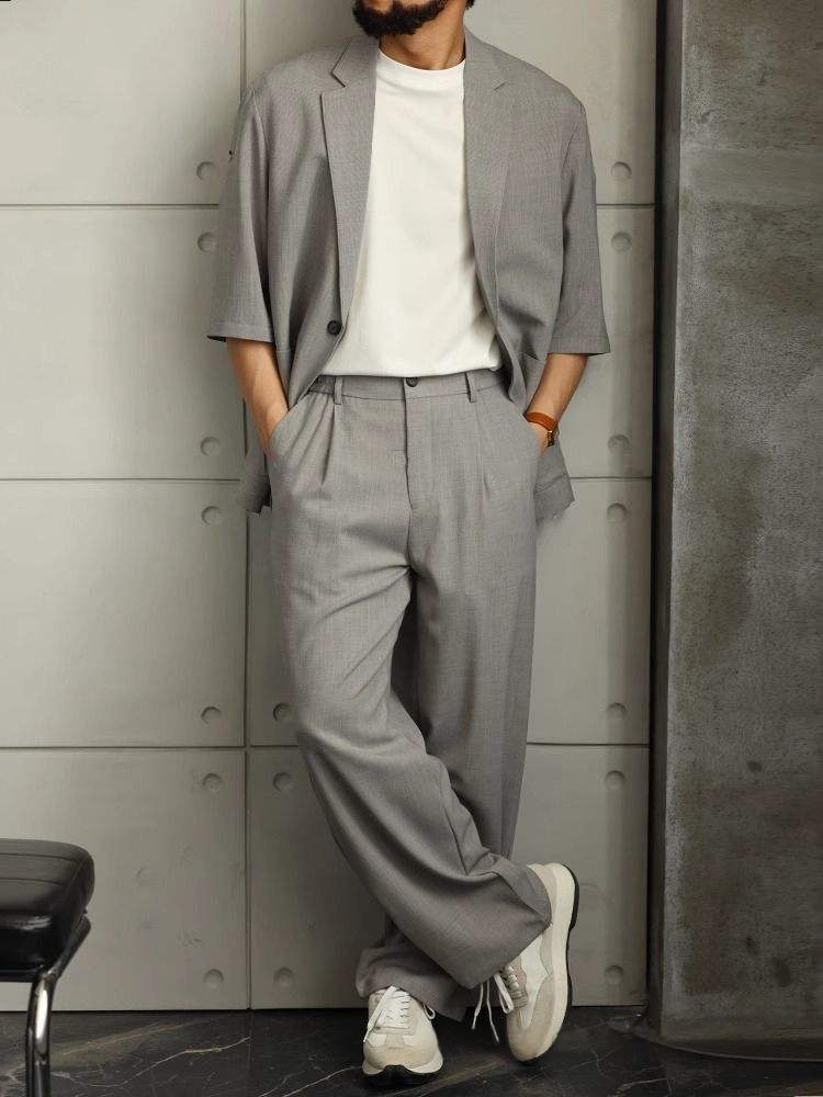 轻质略带纹理休闲宽松西装外套