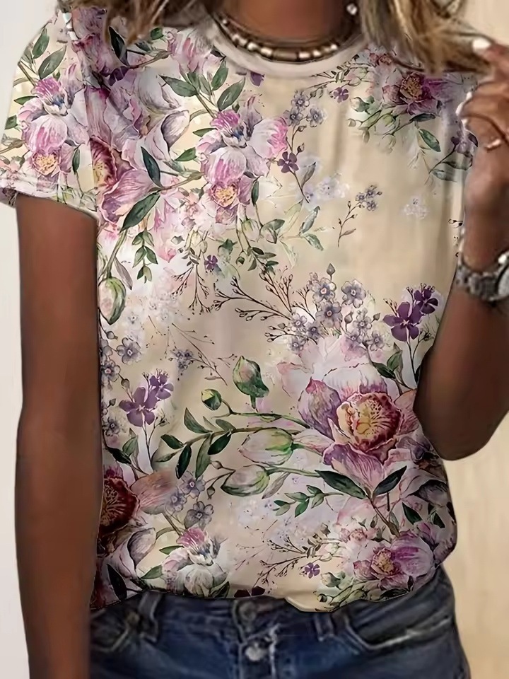 Loose 2026 Summer Fashion Versatile Round Neck Short Sleeve Charming Women's TShirt Top