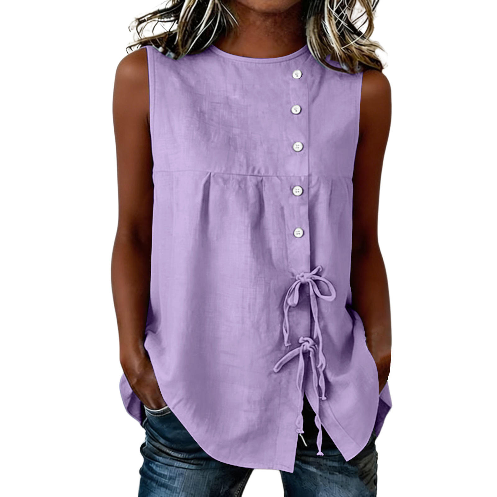 Loose-fit Sleeveless Shirt Blouse