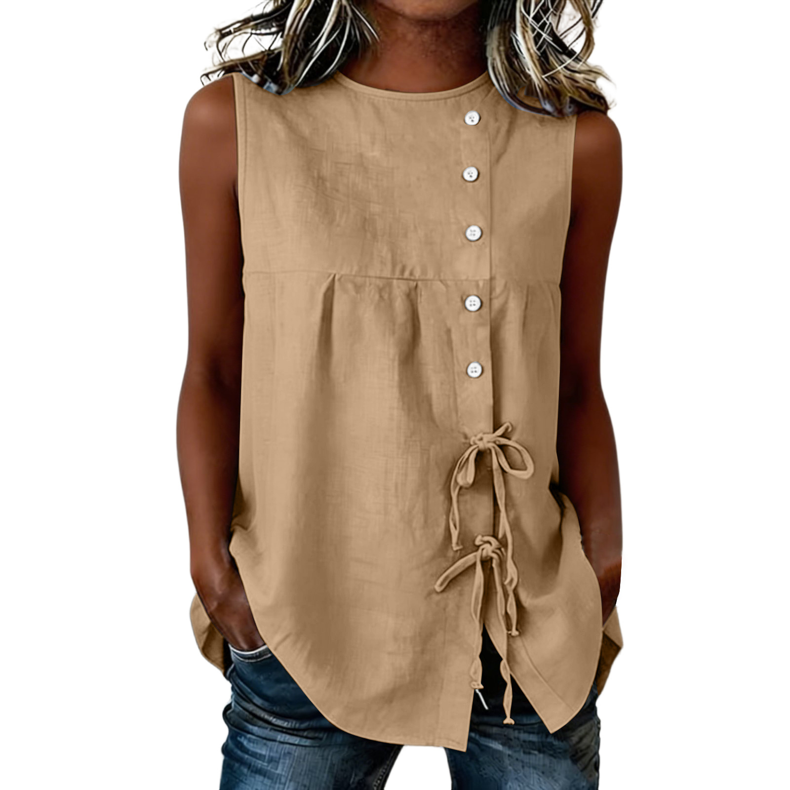 Loose-fit Sleeveless Shirt Blouse