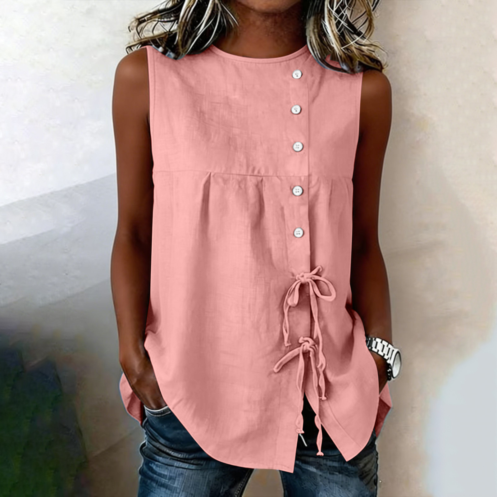 Loose-fit Sleeveless Shirt Blouse