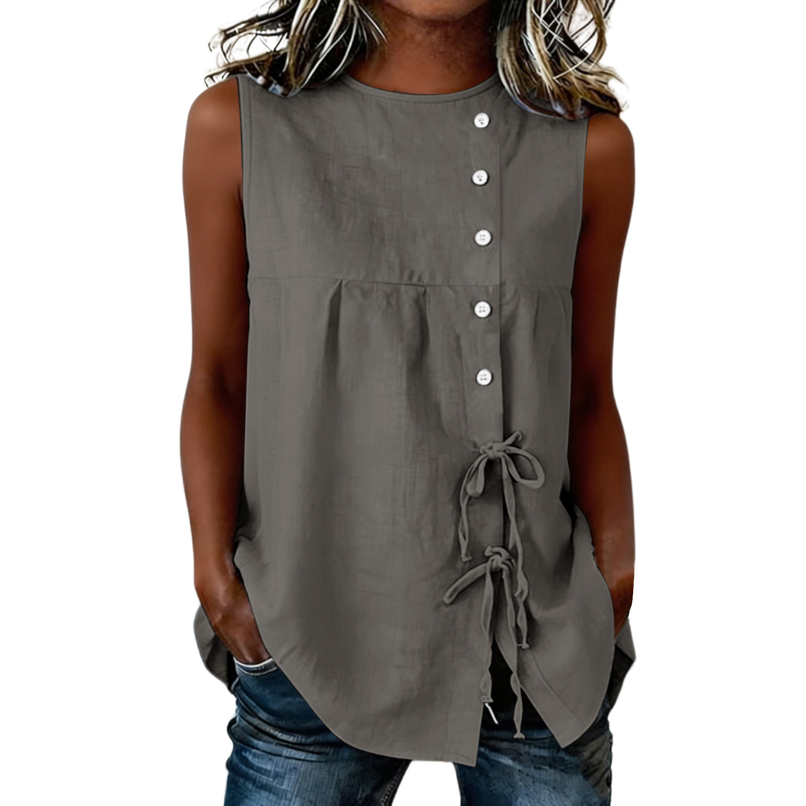 Loose-fit Sleeveless Shirt Blouse
