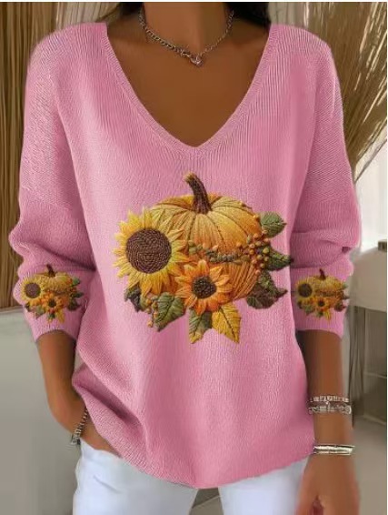 Loose Fitting Casual V-neck Top