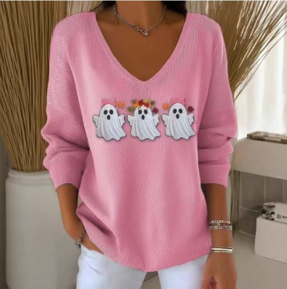 Loose Fitting Casual V-neck Top