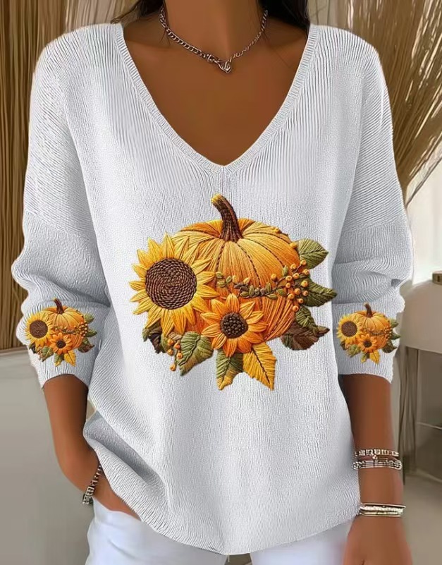 Loose Fitting Casual V-neck Top