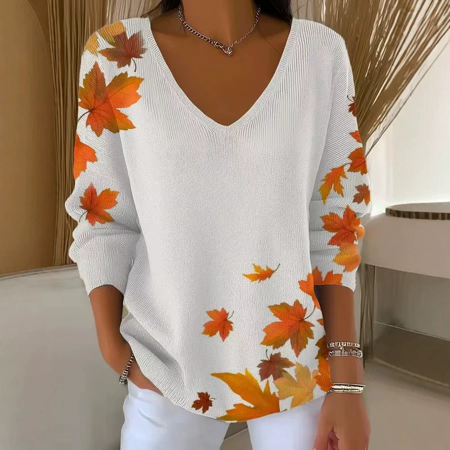 Loose Fitting Casual V-neck Top