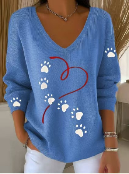 Loose Fitting Casual V-neck Top