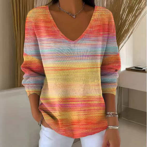 Loose Fitting Casual V-neck Top