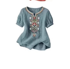 Loose-fitting Embroidered Midi Blouse