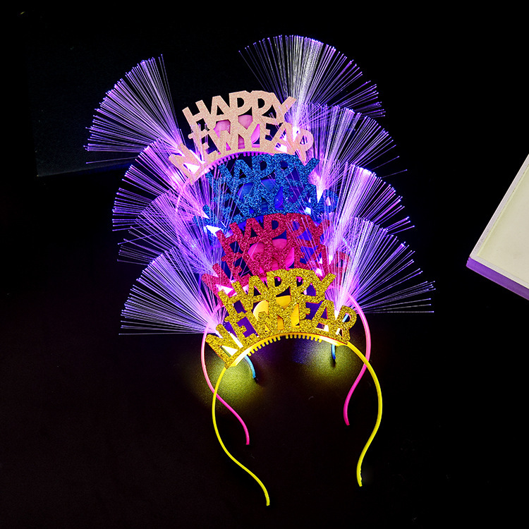 Luminous Fiber Headband Happynewyear New Year Christmas