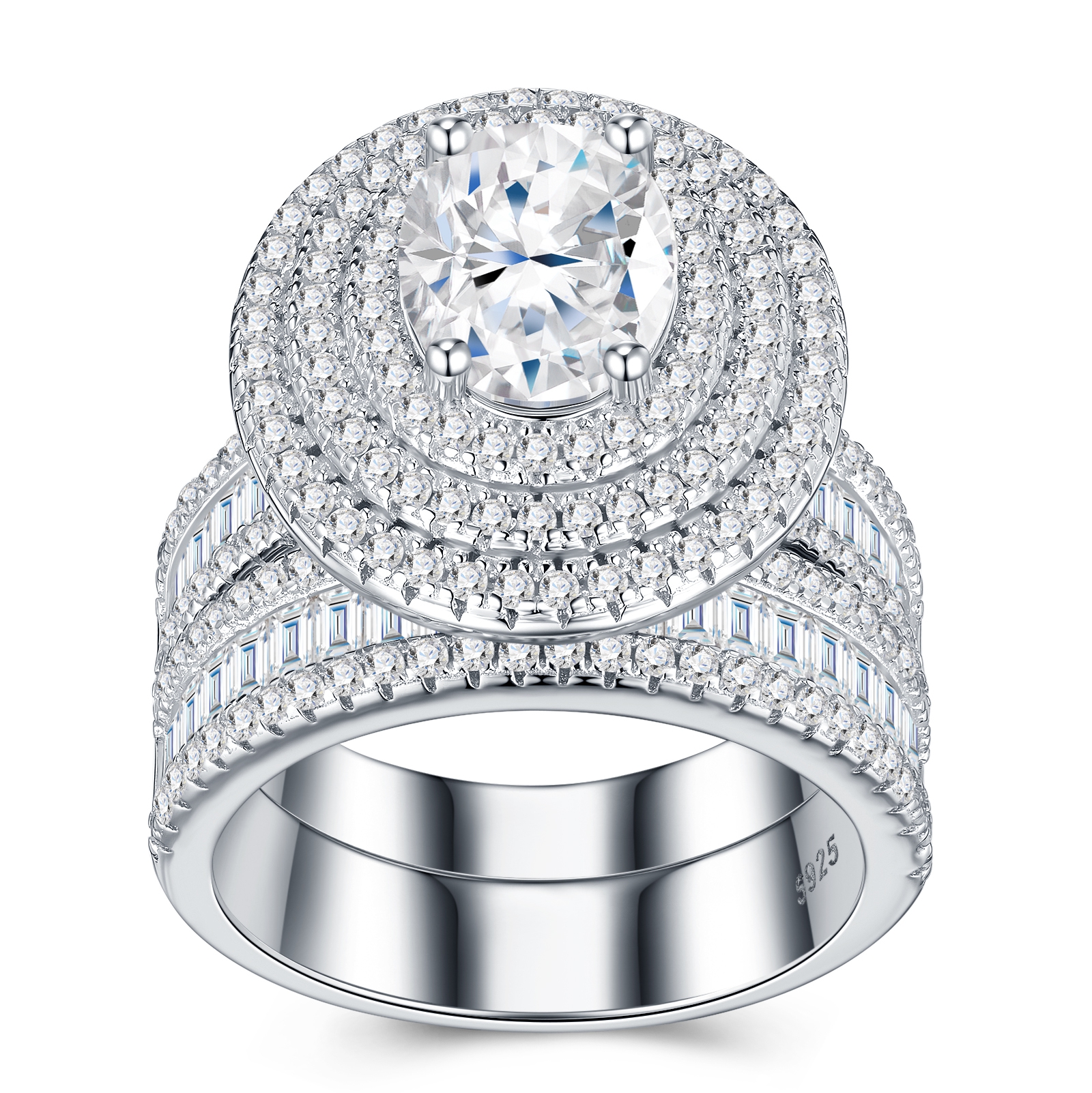 Luxury Fashionable Affordable Trend Jewelry Silver Ring Set With Top-Quality Moissanite