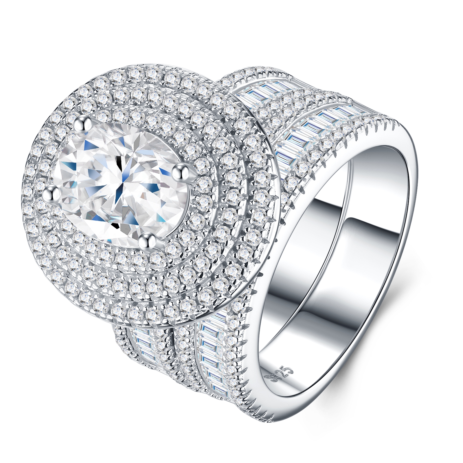 Luxury Fashionable Affordable Trend Jewelry Silver Ring Set With Top-Quality Moissanite