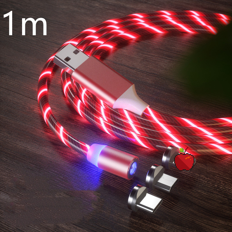 Magnetic Charging Cable Streamer Fast Charging Cable Lighting Micro USB Cable LED Magnet