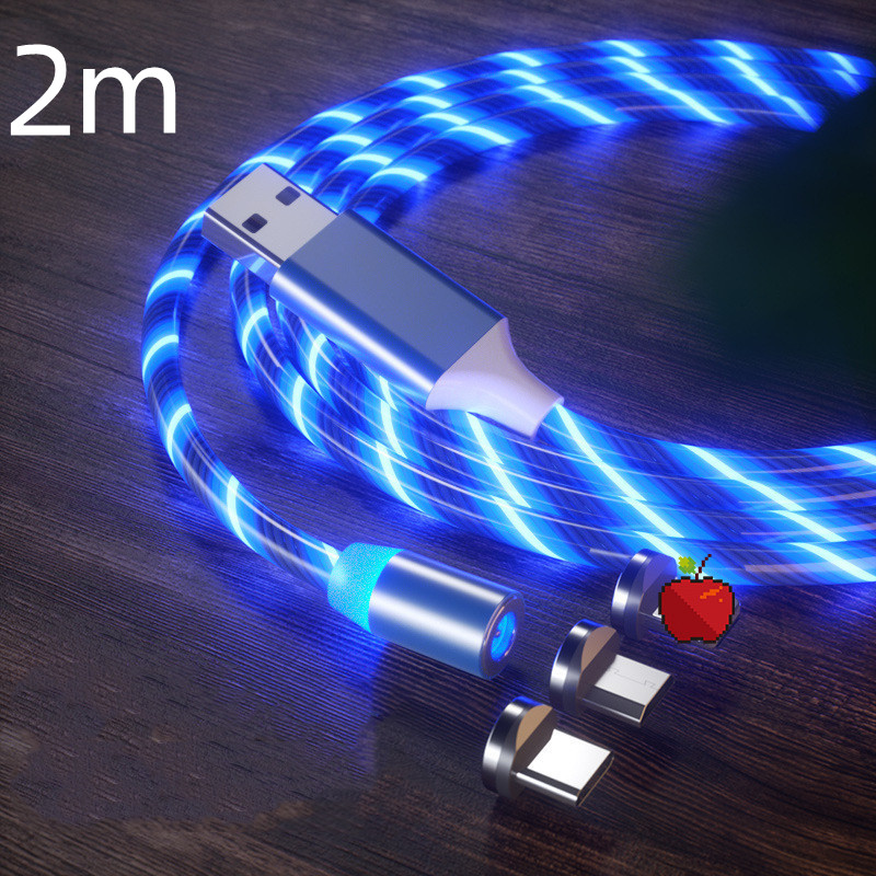 Magnetic Charging Cable Streamer Fast Charging Cable Lighting Micro USB Cable LED Magnet