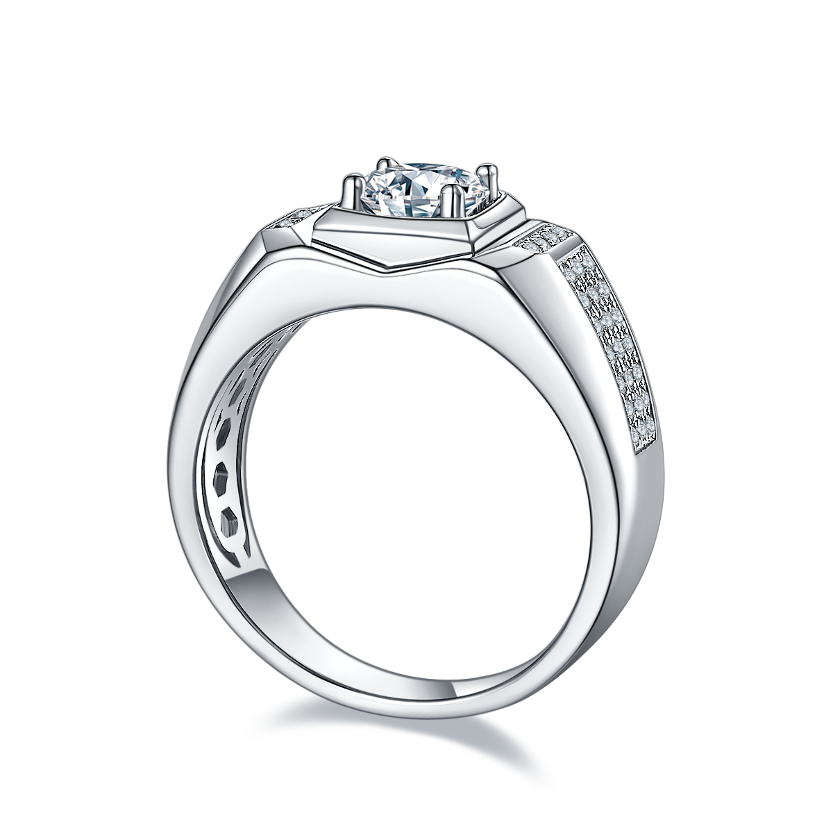 Men's 1-carat Luxury And Fashionable Light Luxury Jewelry Silver Ring Set With Top-quality