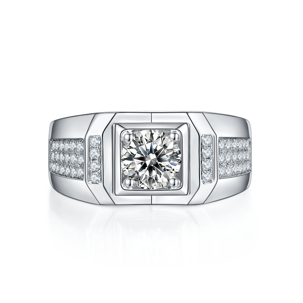 Men's 1-carat Luxury And Fashionable Light Luxury Jewelry Silver Ring Set With Top-quality