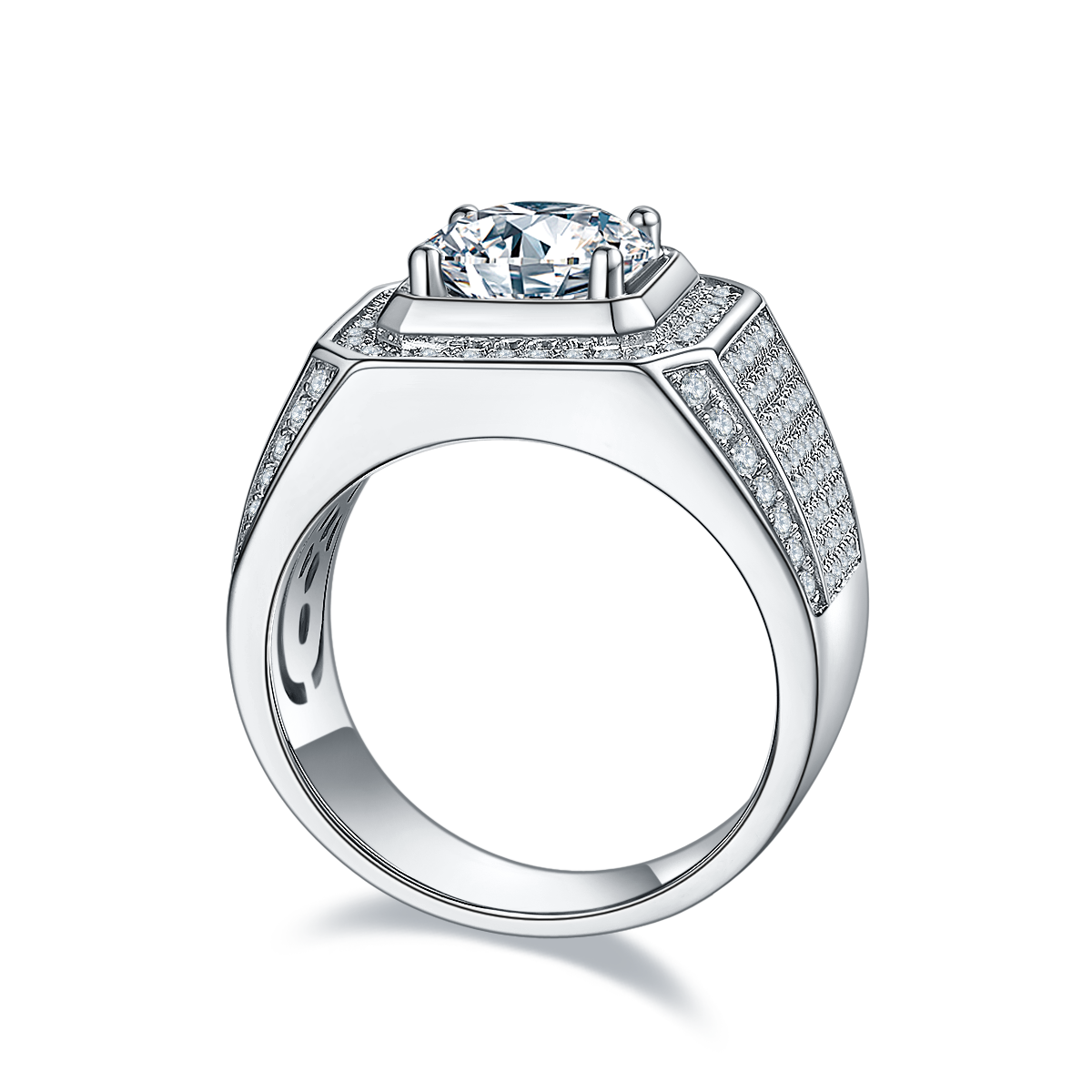 Men's 1-carat Luxury And Fashionable Light Luxury Jewelry Silver Ring Set With Top-quality
