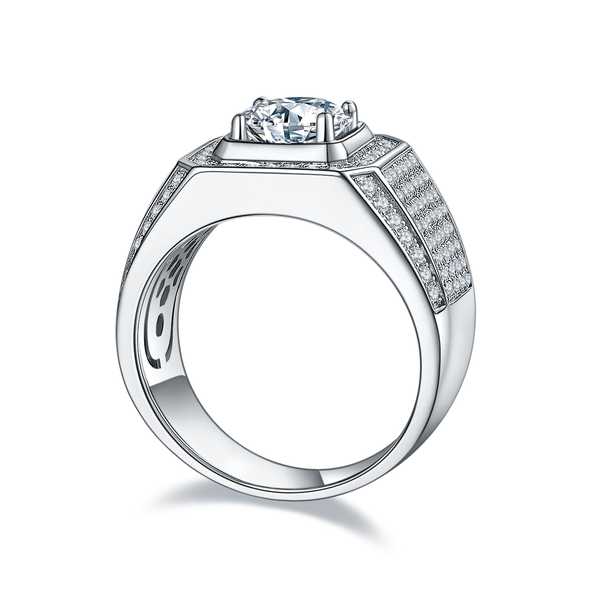 Men's 1-carat Luxury And Fashionable Light Luxury Jewelry Silver Ring Set With Top-quality