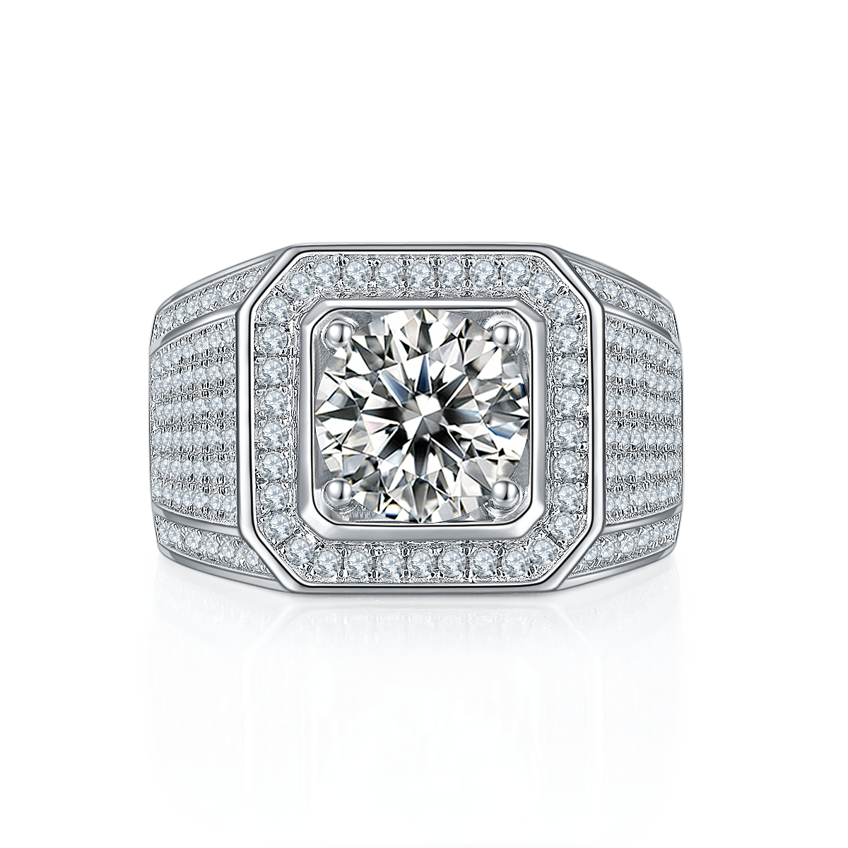 Men's 1-carat Luxury And Fashionable Light Luxury Jewelry Silver Ring Set With Top-quality