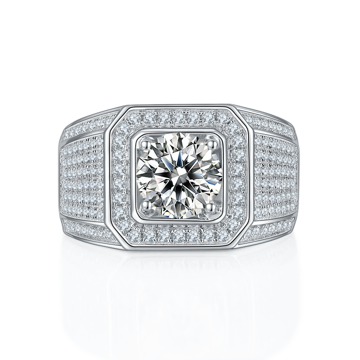 Men's 1-carat Luxury And Fashionable Light Luxury Jewelry Silver Ring Set With Top-quality