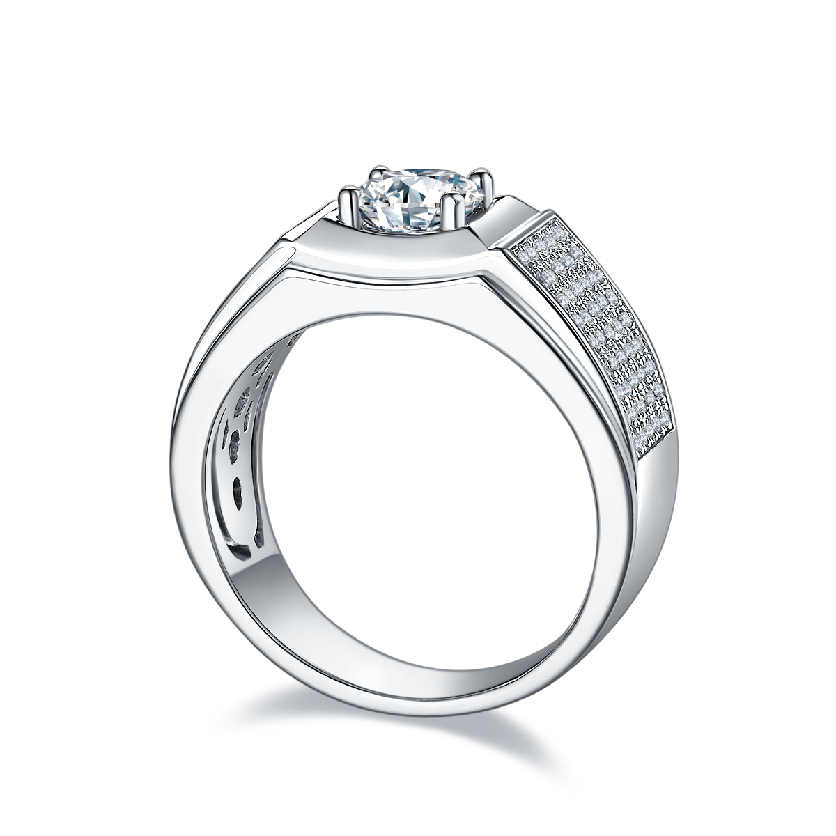 Men's 1-carat Luxury And Fashionable Light Luxury Jewelry Silver Ring Set With Top-quality