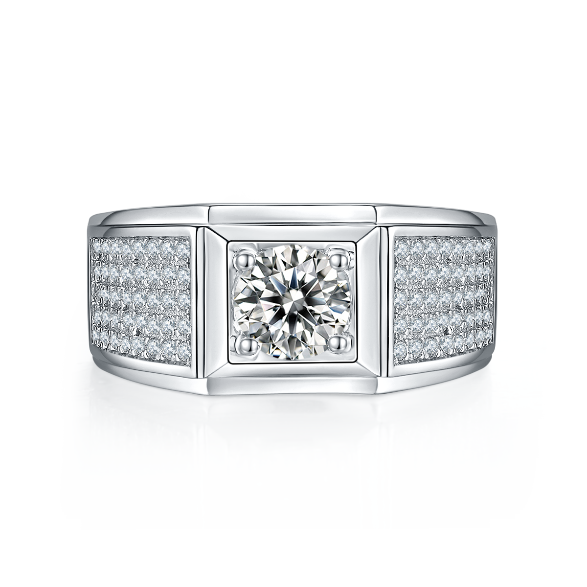 Men's 1-carat Luxury And Fashionable Light Luxury Jewelry Silver Ring Set With Top-quality