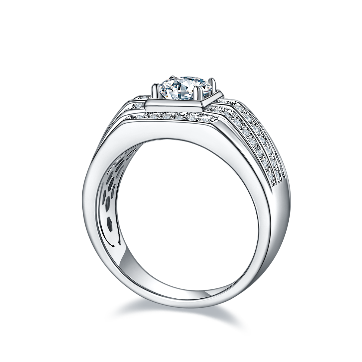 Men's 1-carat Luxury And Fashionable Light Luxury Jewelry Silver Ring Set With Top-quality