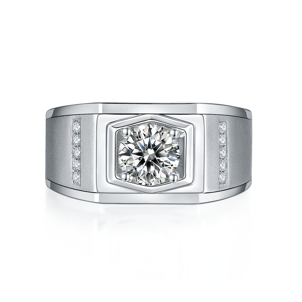 Men's 1-carat Luxury And Fashionable Light Luxury Jewelry Silver Ring Set With Top-quality