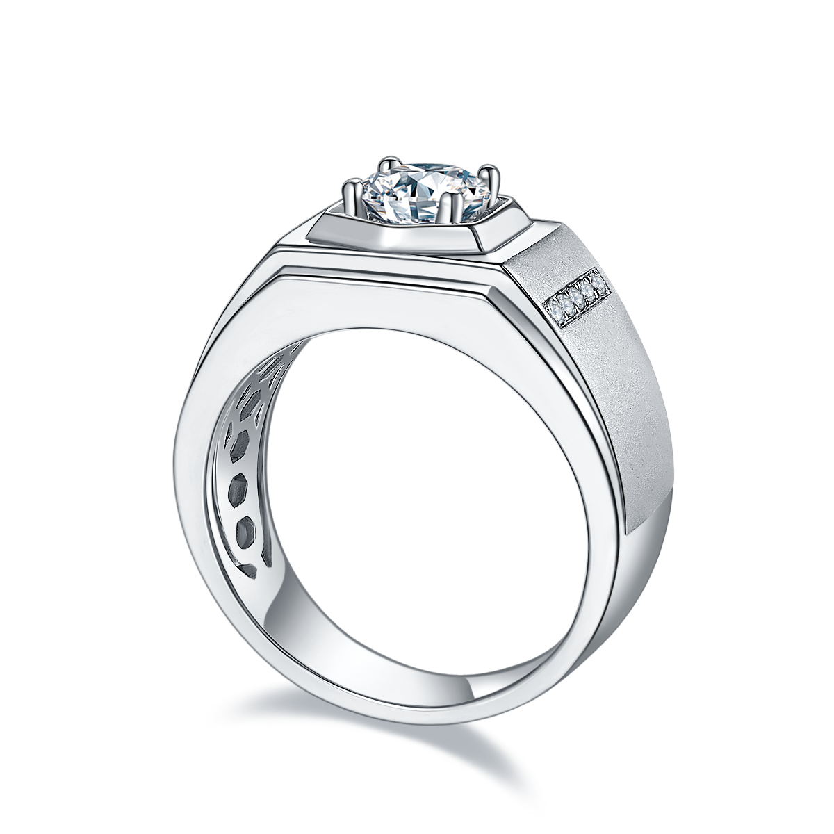 Men's 1-carat Luxury And Fashionable Light Luxury Jewelry Silver Ring Set With Top-quality