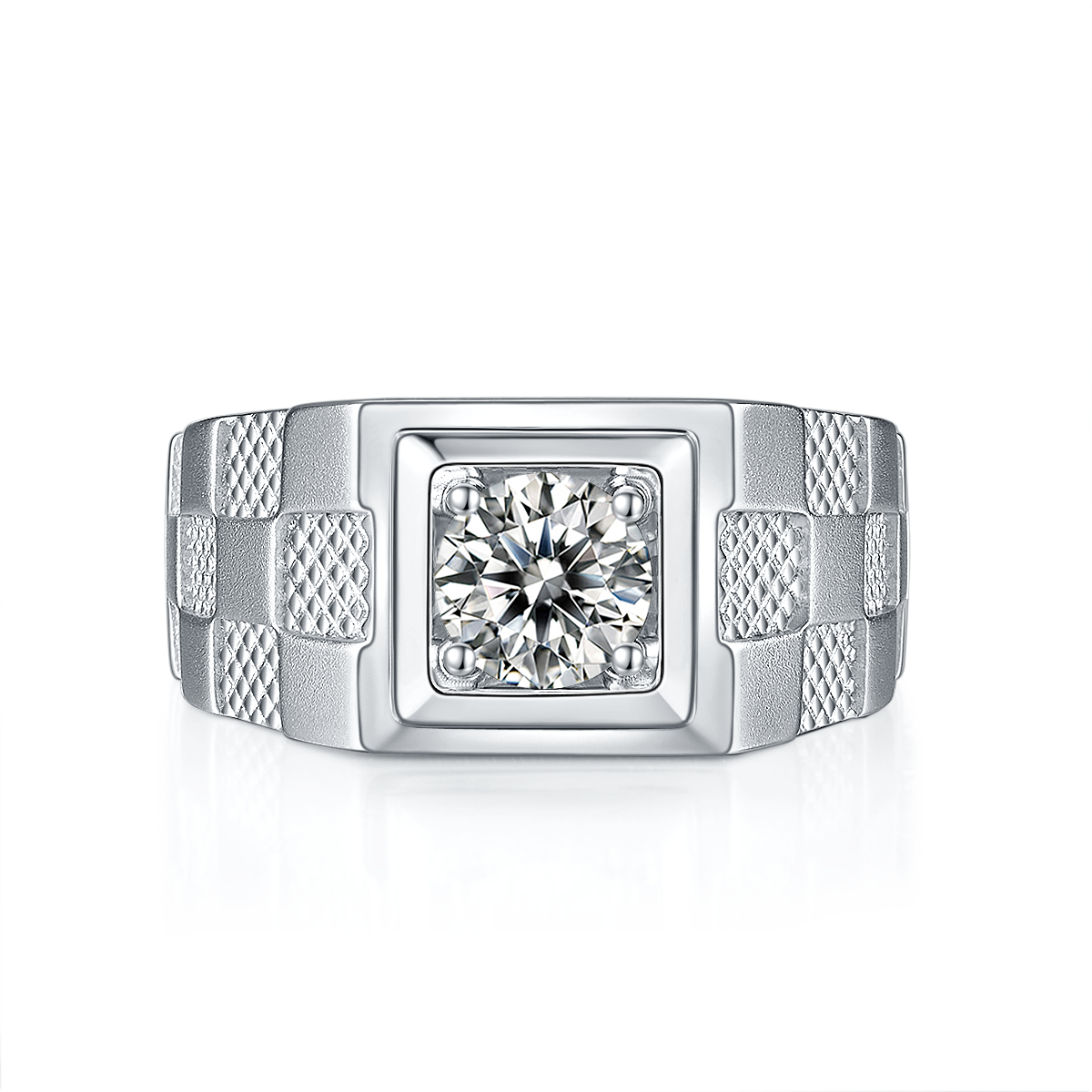 Men's 1-carat Luxury And Fashionable Light Luxury Jewelry Silver Ring Set With Top-quality