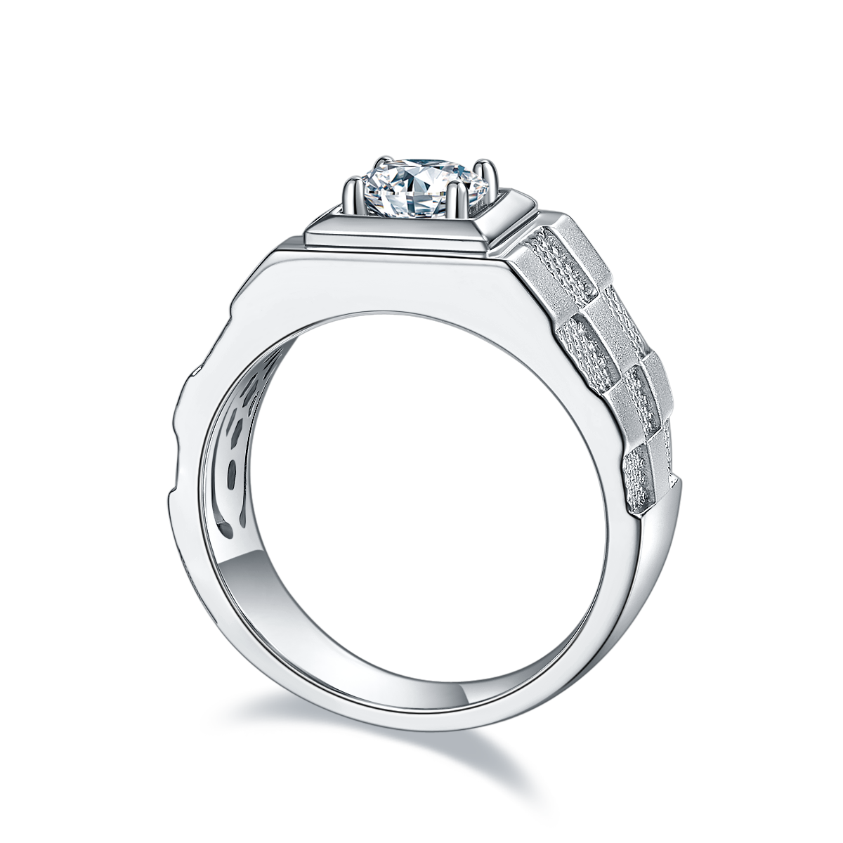 Men's 1-carat Luxury And Fashionable Light Luxury Jewelry Silver Ring Set With Top-quality