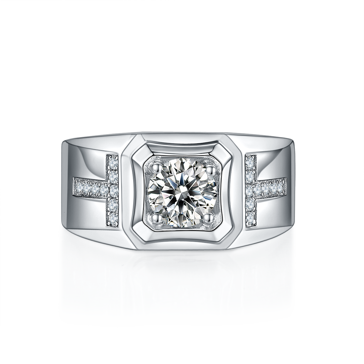 Men's 1-carat Luxury And Fashionable Light Luxury Jewelry Silver Ring Set With Top-quality