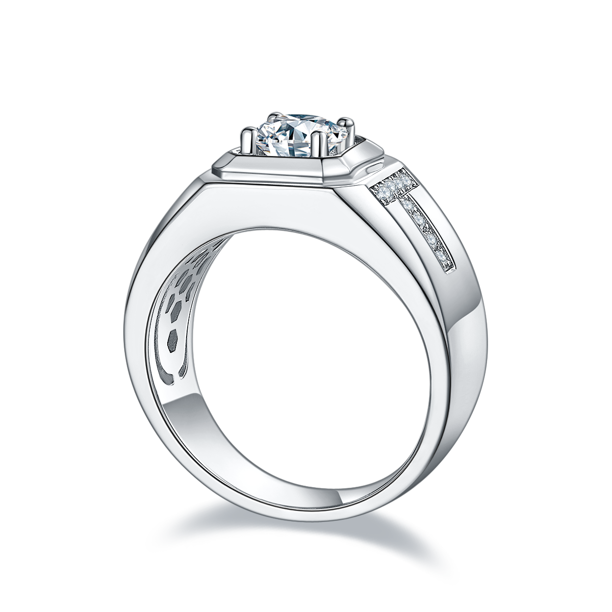 Men's 1-carat Luxury And Fashionable Light Luxury Jewelry Silver Ring Set With Top-quality