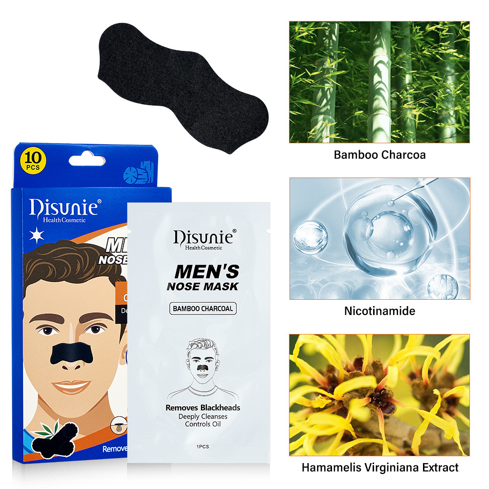 Men's Bamboo Charcoal Black Nasal Sticker Blackhead Removal Cleansing And Pore Refining