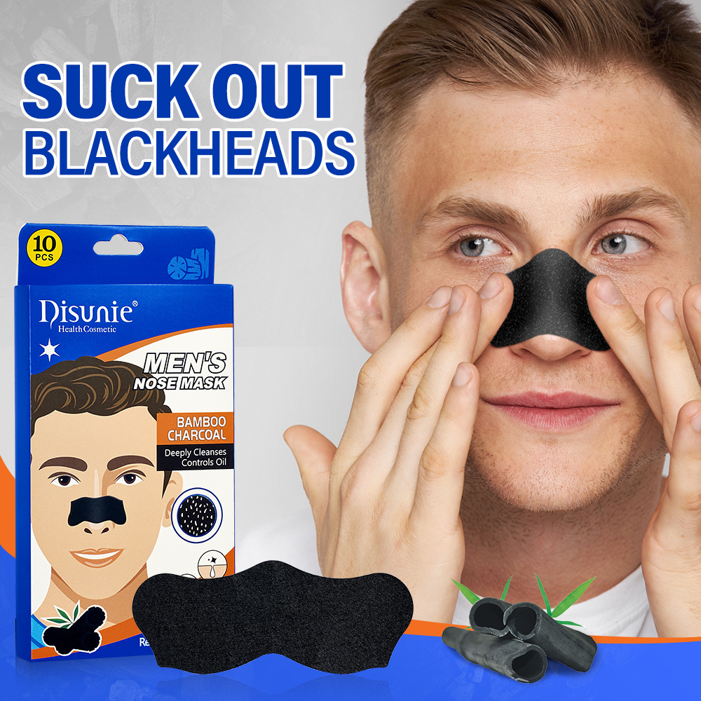 Men's Bamboo Charcoal Black Nasal Sticker Blackhead Removal Cleansing And Pore Refining