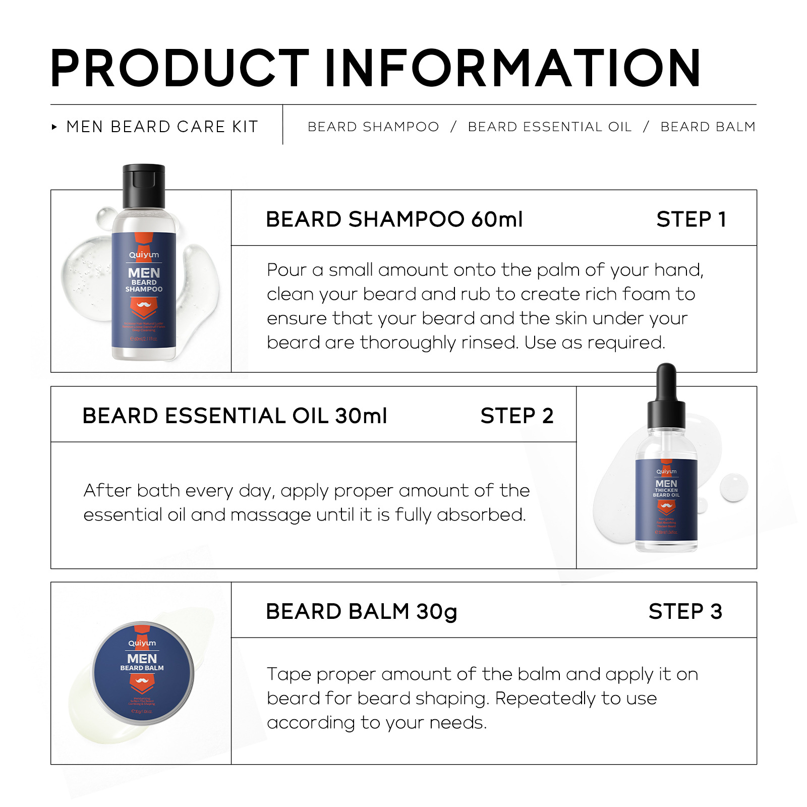 Men's Beard Care Suit 3-piece Set