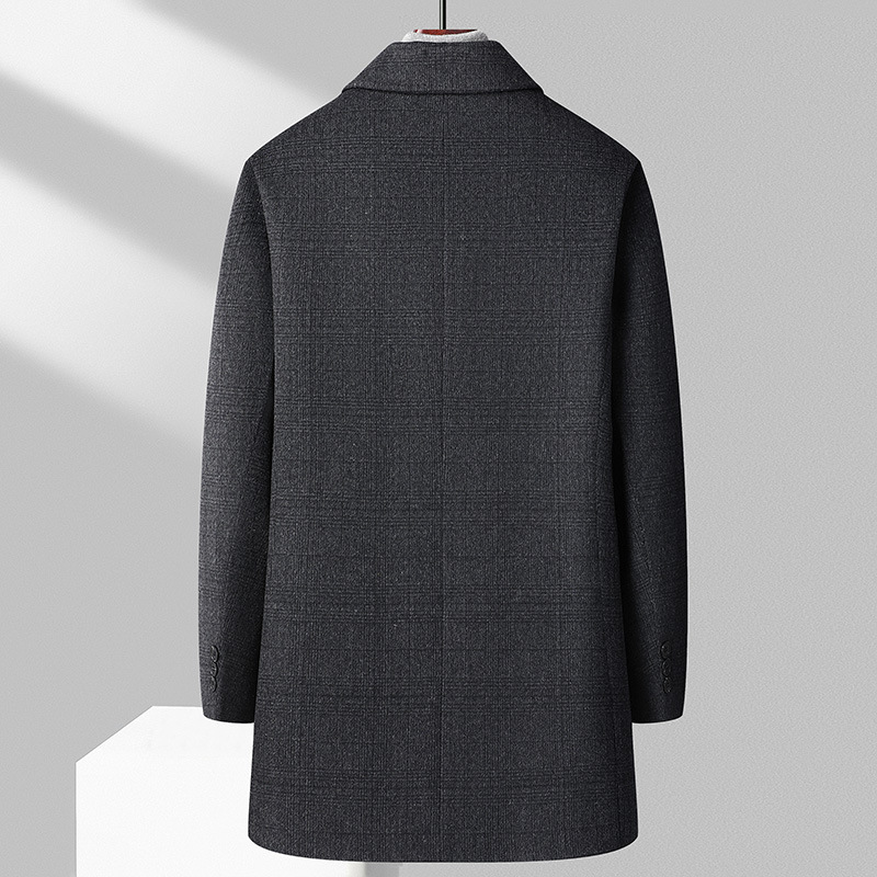 Sobretudo masculino casual de lã com colete interno forrado
