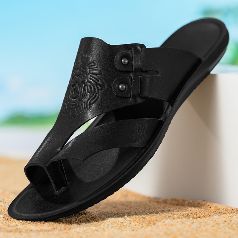 Men's Embossed Flip-Flops, Summer Thong Sandals, Casual Outdoor Wear Men's Slippers