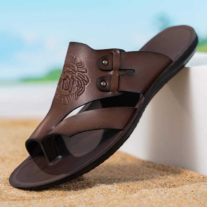 Men's Embossed Flip-Flops, Summer Thong Sandals, Casual Outdoor Wear Men's Slippers
