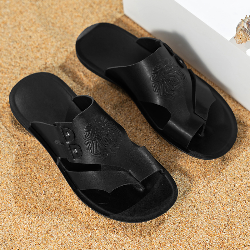 Men's Embossed Flip-Flops, Summer Thong Sandals, Casual Outdoor Wear Men's Slippers