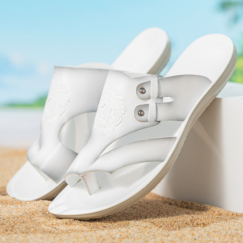 Men's Embossed Flip-Flops, Summer Thong Sandals, Casual Outdoor Wear Men's Slippers