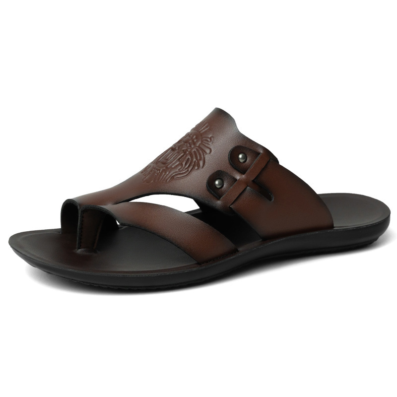 Men's Embossed Flip-Flops, Summer Thong Sandals, Casual Outdoor Wear Men's Slippers